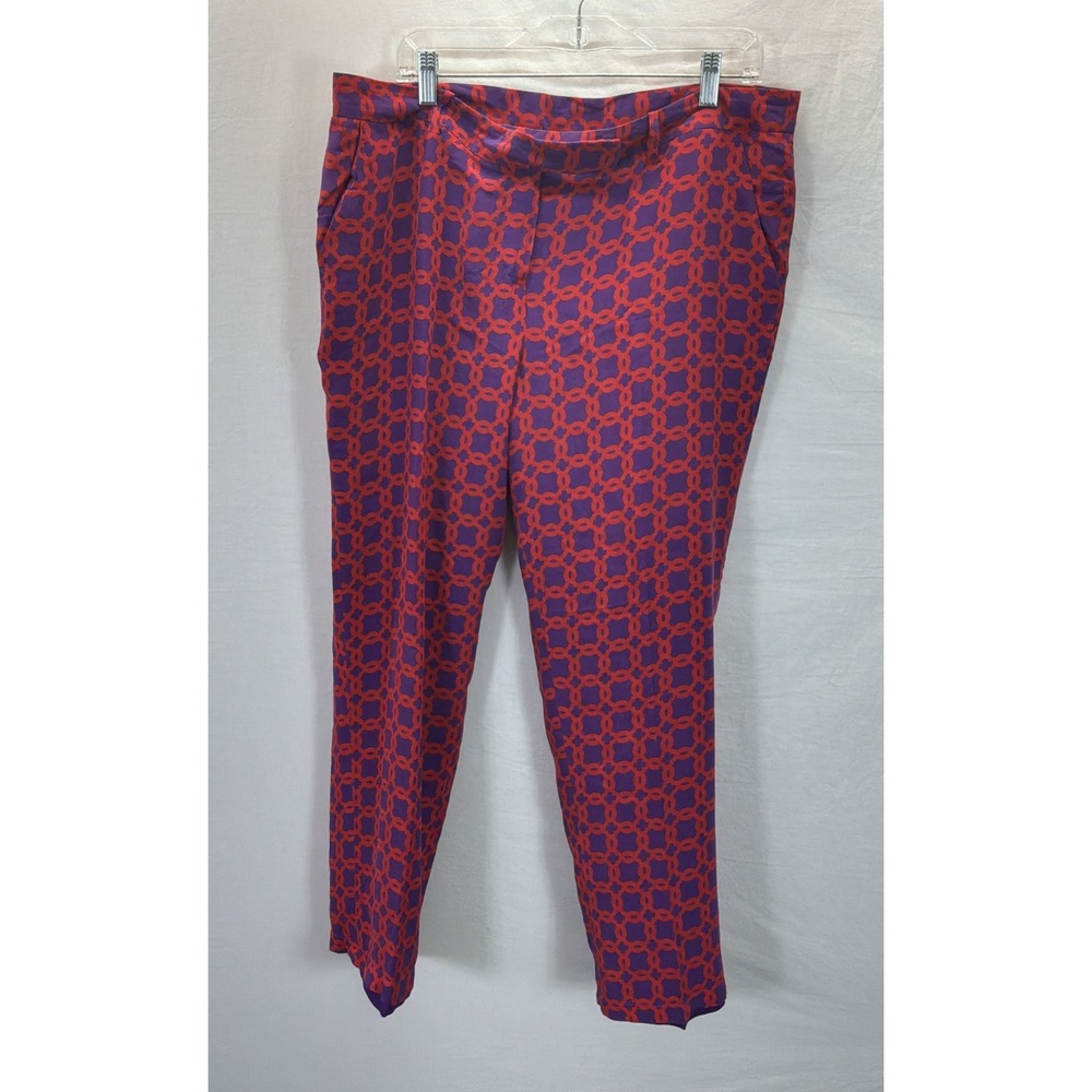 Sheridan French Red purple chain link trousers pants Colorful festive sz 14 SILK